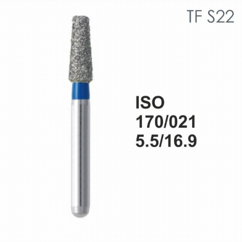 Бор алмазный MANI TF-S22 по ISO 170, конус,021х5,5х16,9мм,макс.скорость 300 тыс.об,зерн.S,5шт