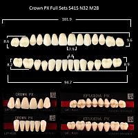 Зубы PX CROWN / EFUCERA, цвет A4, фасон S41S/N32/28, полный гарнитур, 28шт.