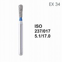 Бор алмазный MANI EX-34 по ISO 237, груша,017х5,1х17,0мм,макс.скорость 300 тыс.об,зерн.S,5шт