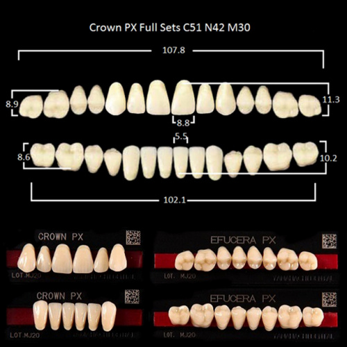 Зубы PX CROWN / EFUCERA, цвет A3,5, фасон C51/N42/30, полный гарнитур, 28шт. от Дентал-Ист