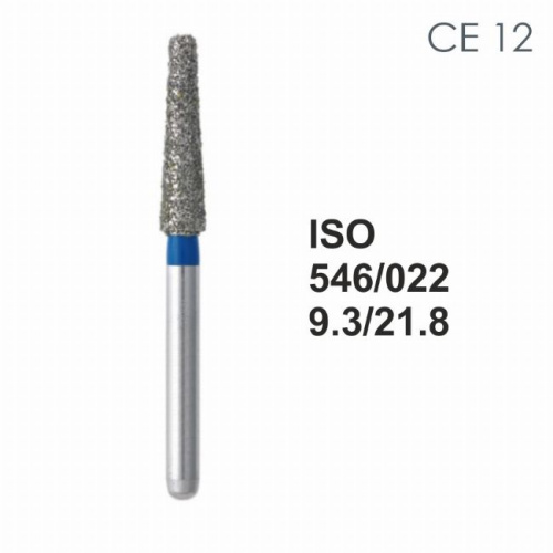 Бор алмазный MANI CE-12 по ISO 546, конус,022х9,3х21,8мм,макс.скорость 300 тыс.об,зерн.S,5шт
