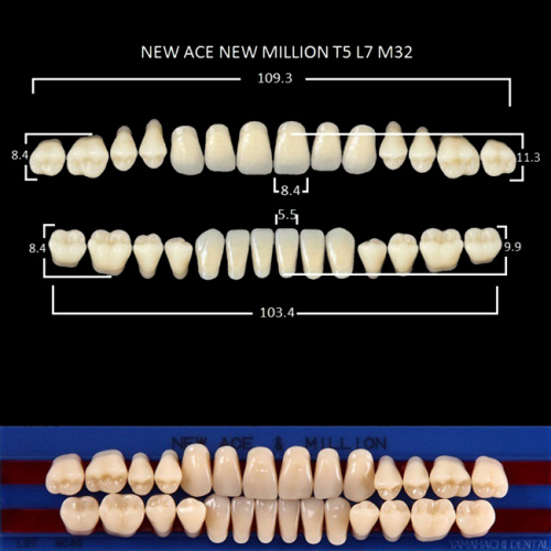 Зубы NEW ACE/NEW MILLION, цвет D3, фасон T5/L7/M32, полный гарнитур, 28шт. от Дентал-Ист