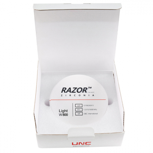 Диск циркониевый Razor 800, однослойный, размер 98х16мм, оттенок Light, UNC Inc (Корея) от Дентал-Ист фото 8