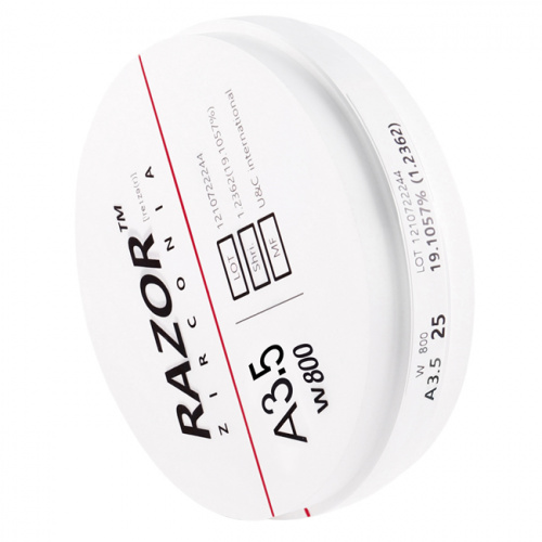 Диск циркониевый Razor 800, однослойный, размер 98х25мм, оттенок A3.5, UNC Inc (Корея) от Дентал-Ист фото 2