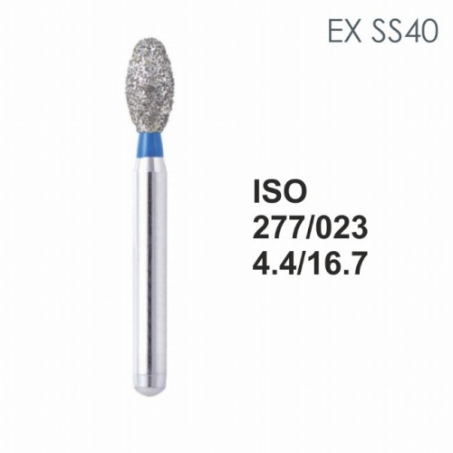 Бор алмазный MANI EX-SS40 по ISO 277, яйцо,023х4,4х16,7мм,макс.скорость 300 тыс.об,зерн.S,5шт