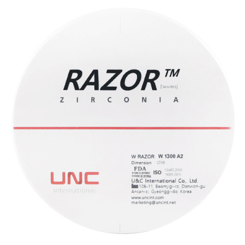 Диск циркониевый Razor 1300, размер 98х30мм, оттенок A2, однослойный
