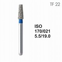 Бор алмазный MANI TF-22 по ISO 170, конус,021х5,5х19,0мм,макс.скорость 300 тыс.об,зерн.S,5шт