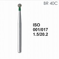 Бор алмазный MANI BR-40C по ISO 001, шарооб.,017х1,5х20,2мм,макс.скорость 450 тыс.об,зерн.C,5шт