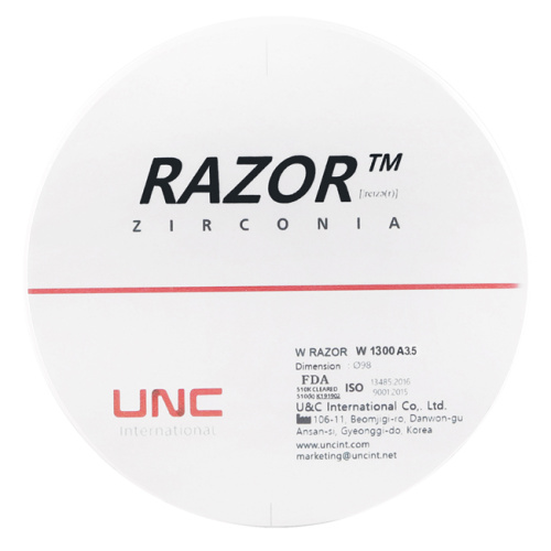 Диск циркониевый Razor 1300, размер 98х30мм, оттенок A3.5, однослойный