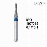 Бор алмазный MANI EX-SS14 по ISO 197, конус,015х6,1х16,1мм,макс.скорость 300 тыс.об,зерн.S,5шт