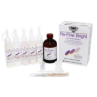 Пластмасса Re-Fine Bright Set 2 самотвердеющая (3 минуты), цвет A2, A3, A3.5, Clear, LF Pink, набор 5 х 50 г + 260 мл. от Дентал-Ист