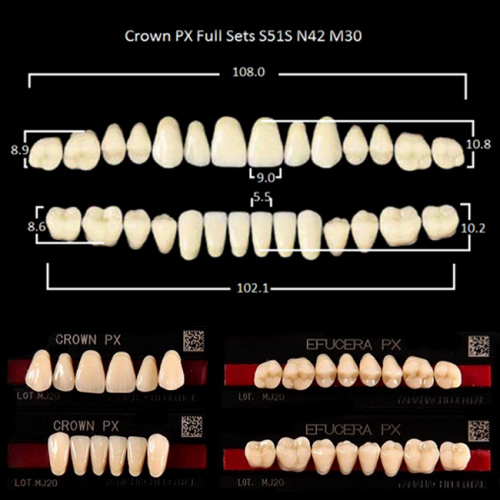 Зубы PX CROWN / EFUCERA, цвет A3,5, фасон S51S/N42/30, полный гарнитур, 28шт.