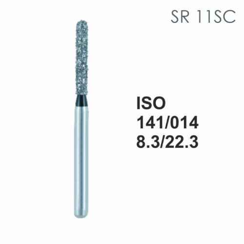 Бор алмазный MANI SR-11SC по ISO 141, цилиндр,014х8,3х22,3мм,макс.скорость 300 тыс.об,зерн.SC,5шт