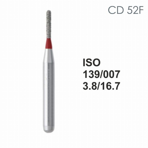 Бор алмазный MANI CD-52F по ISO 139, цилиндр.,007х3,8х16,7мм,макс.скорость 300 тыс.об,зерн.F,5шт