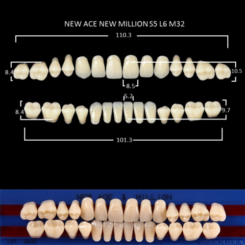 Зубы NEW ACE/NEW MILLION, цвет A1, фасон S5/L6/M32, полный гарнитур, 28шт. от Дентал-Ист