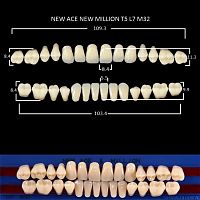 Зубы NEW ACE/NEW MILLION, цвет D2, фасон T5/L7/M32, полный гарнитур, 28шт. от Дентал-Ист