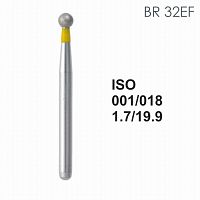 Бор алмазный MANI BR-32EF по ISO 001, шарооб.,018х1,7х19,9мм,макс.скорость 300 тыс.об,зерн.EF,5шт