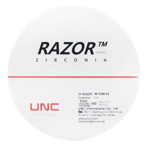 Диск циркониевый Razor 1300, размер 98х30мм, оттенок B2, однослойный