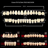 Зубы PX CROWN / EFUCERA, цвет A1, фасон T61S/N61S/34, полный гарнитур, 28шт. от Дентал-Ист