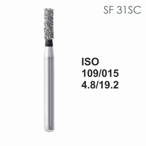 Бор алмазный MANI SF-31SC по ISO 109, цилиндр,015х4,8х19,2мм,макс.скорость 450 тыс.об,зерн.SC,5шт