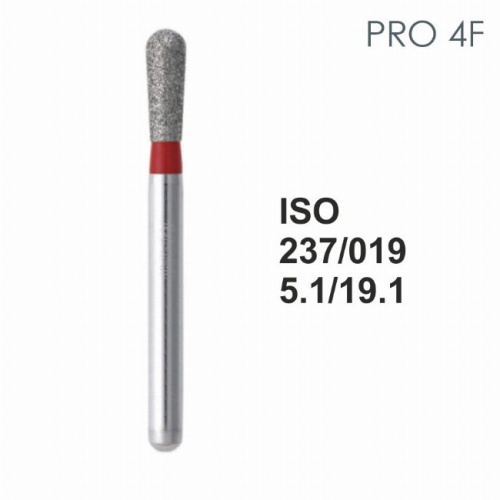 Бор алмазный MANI PRO-4F по ISO 237, груша,019х5,1х19,1мм,макс.скорость 300 тыс.об,зерн.F,5шт