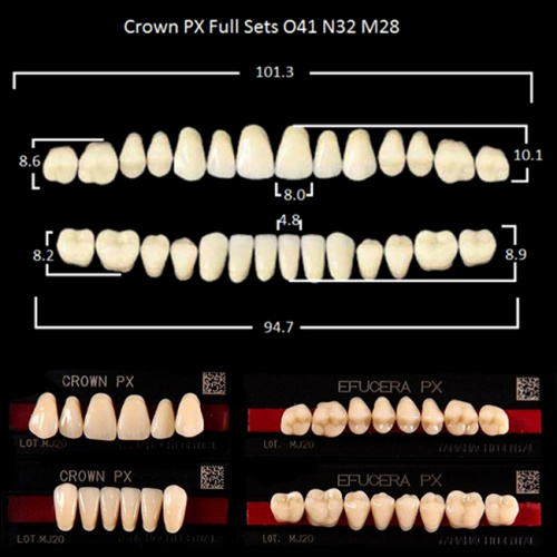 Зубы PX CROWN / EFUCERA, цвет A3,5, фасон O41/N32/28, полный гарнитур, 28шт.