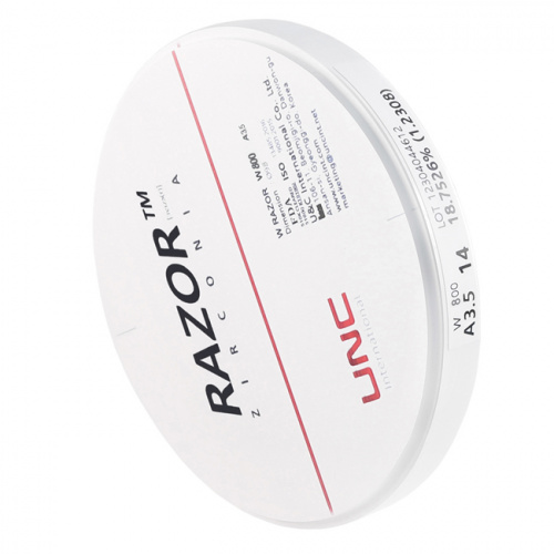 Диск циркониевый Razor 800, однослойный, размер 98х14мм, оттенок A3.5, UNC Inc (Корея) от Дентал-Ист фото 6