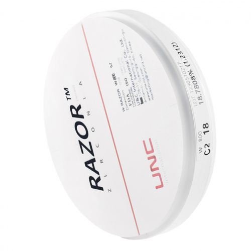 Диск циркониевый Razor 800, однослойный, размер 98х18мм, оттенок C2, UNC Inc (Корея) от Дентал-Ист фото 2