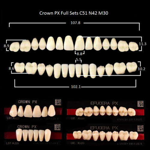 Зубы PX CROWN / EFUCERA, цвет D4, фасон C51/N42/30, полный гарнитур, 28шт. от Дентал-Ист