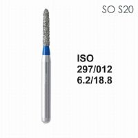 Бор алмазный MANI SO-S20 по ISO 297, шарооб.,012х6,2х18,8мм,макс.скорость 300 тыс.об,зерн.S,5шт