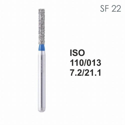 Бор алмазный MANI SF-22 по ISO 110, цилиндр,013х7,2х21,1мм,макс.скорость 450 тыс.об,зерн.S,5шт