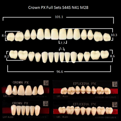 Зубы PX CROWN / EFUCERA, цвет A1, фасон S44S/N41/28, полный гарнитур, 28шт. от Дентал-Ист