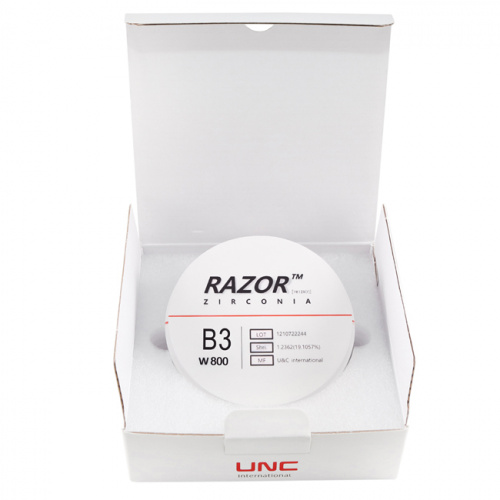 Диск циркониевый Razor 800, однослойный Zirconzahn, 95х25мм, B3, UNC Inc (Корея) от Дентал-Ист фото 8