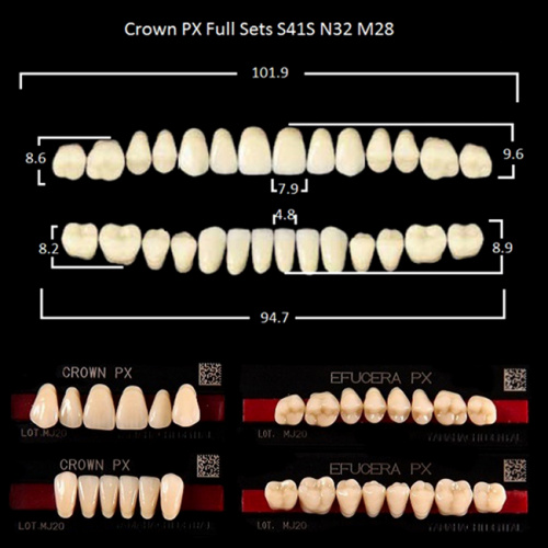 Зубы PX CROWN / EFUCERA, цвет C3, фасон S41S/N32/28, полный гарнитур, 28шт. от Дентал-Ист