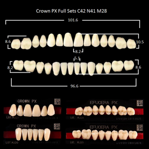 Зубы PX CROWN / EFUCERA, цвет C2, фасон C42/N41/28, полный гарнитур, 28шт. от Дентал-Ист