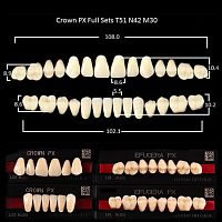 Зубы PX CROWN / EFUCERA, цвет A1, фасон T51/N42/30, полный гарнитур, 28шт. от Дентал-Ист