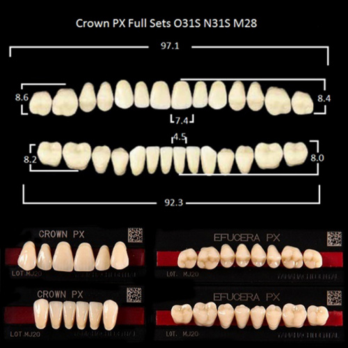 Зубы PX CROWN / EFUCERA, цвет B4, фасон O31S/N31S/28, полный гарнитур, 28шт. от Дентал-Ист