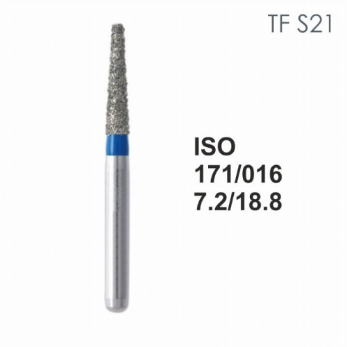 Бор алмазный MANI TF-S21 по ISO 171, конус,016х7,2х18,8мм,макс.скорость 450 тыс.об,зерн.S,5шт