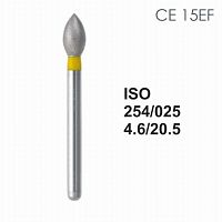 Бор алмазный MANI CE-15EF по ISO 254, почка,025х4,6х20,5мм,макс.скорость 300 тыс.об,зерн.EF,5шт