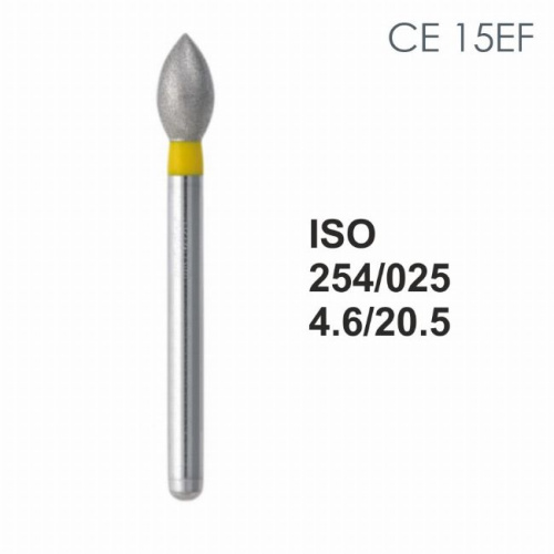 Бор алмазный MANI CE-15EF по ISO 254, почка,025х4,6х20,5мм,макс.скорость 300 тыс.об,зерн.EF,5шт