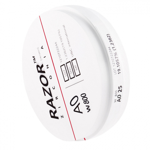 Диск циркониевый Razor 800, однослойный Zirconzahn, 95х25мм, A0, UNC Inc (Корея) от Дентал-Ист фото 2