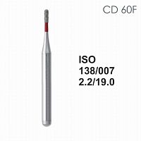 Бор алмазный MANI CD-60F по ISO 138, цилиндр.,007х2,2х19,0мм,макс.скорость 300 тыс.об,зерн.F,5шт