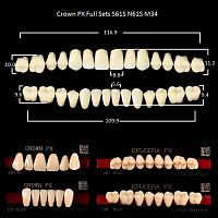 Зубы PX CROWN / EFUCERA, цвет W05, фасон S61S/N61S/34, полный гарнитур, 28шт. от Дентал-Ист