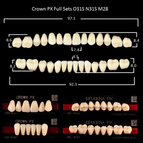 Зубы PX CROWN / EFUCERA, цвет C3, фасон O31S/N31S/28, полный гарнитур, 28шт. от Дентал-Ист