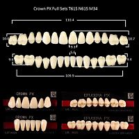 Зубы PX CROWN / EFUCERA, цвет D2, фасон T61S/N61S/34, полный гарнитур, 28шт. от Дентал-Ист
