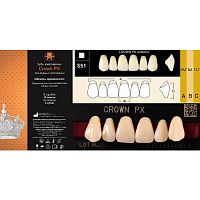 Зубы CROWN PX Anterior, цвет W05, фасон S51 композитные трехслойные, 6 шт. от Дентал-Ист