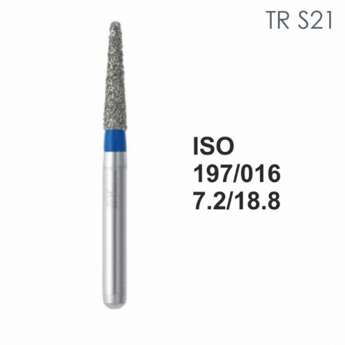 Бор алмазный MANI TR-S21 по ISO 197, конус,016х7,2х18,8мм,макс.скорость 450 тыс.об,зерн.S,5шт