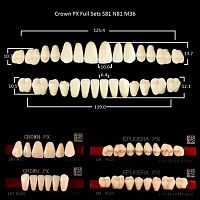 Зубы PX CROWN / EFUCERA, цвет A2, фасон S81/N81/36, полный гарнитур, 28шт. от Дентал-Ист