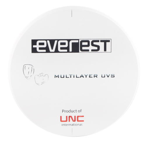 Диск циркониевый Everest Multilayer UVS, размер 98х22 мм, цвет C1, многослойный, для ускоренной синтеризации за 40 минут