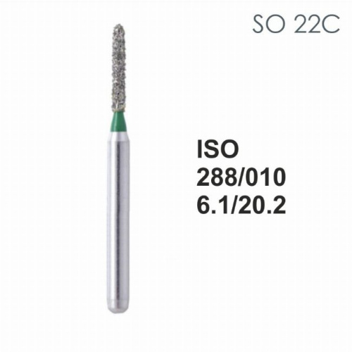 Бор алмазный MANI SO-22C по ISO 288, торпеда,010х6,1х20,2мм,макс.скорость 300 тыс.об,зерн.C,5шт